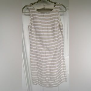 Banana republic, white, and tan fully lined linen dress (pre-owned), size 4